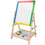 Woomax - Pizarra 2 faces blanche et noire en bois 37,5x65 cm avec accessoires - Ardoise double face enfant