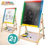 Woomax - Pizarra 2 faces blanche et noire en bois 37,5x65 cm avec accessoires - Ardoise double face enfant