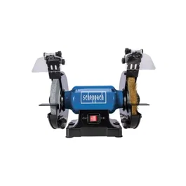 Scheppach SM200LB Touret à meuler électrique mixte avec meule grain 36 et brosse métallique pour affûtage, meulage et polissage