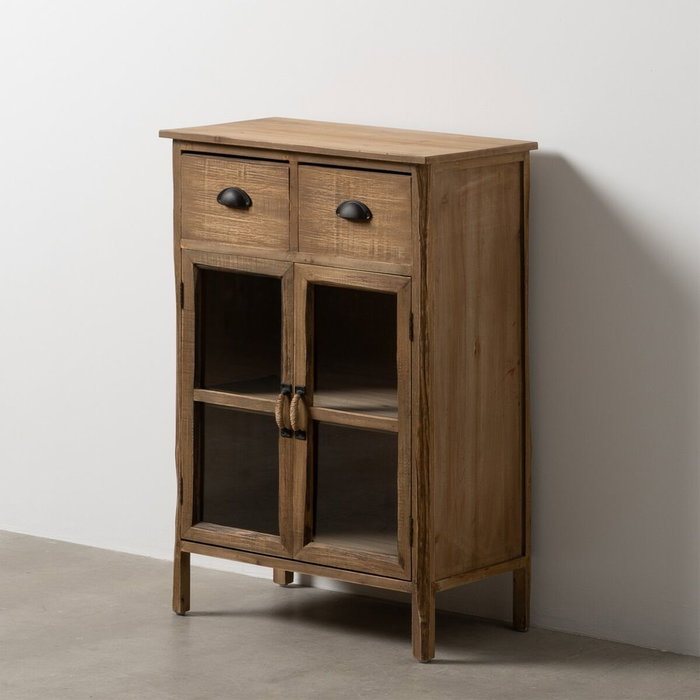 BigBuy Home Vitrine avec Double Porte en Cristal Naturel Verre Bois d'épicéa BigBuy Home Vitrine avec Double Porte en Cristal Naturel Verre Bois d'épicéa