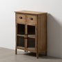 BigBuy Home Vitrine avec Double Porte en Cristal Naturel Verre Bois d'épicéa