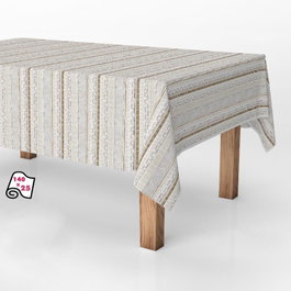 Exma Rouleau de nappe antitaches à rayures beige 1,40 x 25 m