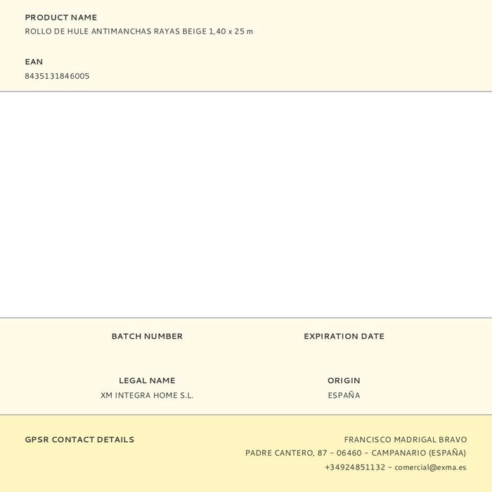 Exma Rouleau de nappe antitaches à rayures beige 1,40 x 25 m