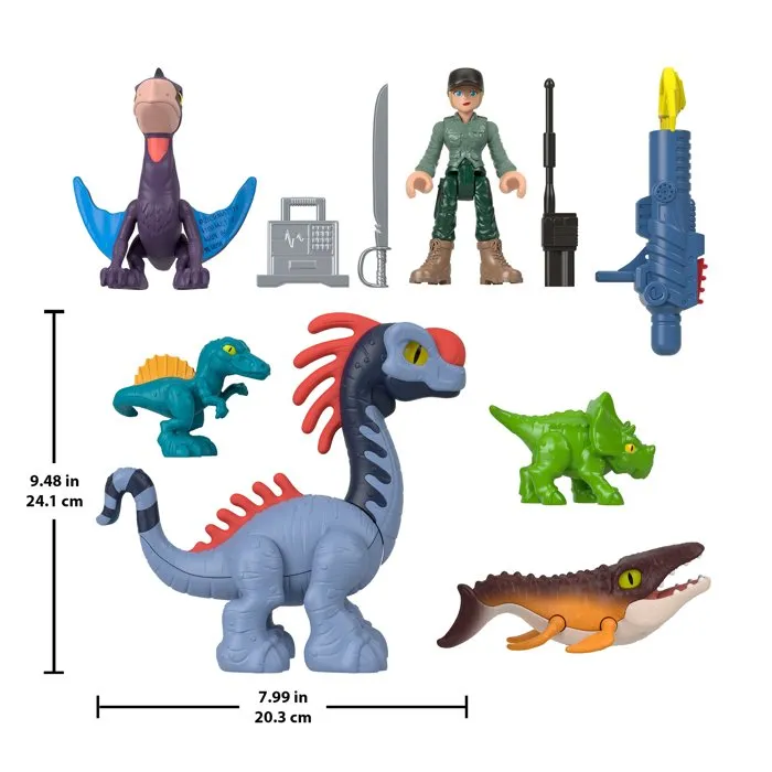 Imaginext Jurassic World - Figurines de dinosaures pack 3 pièces pour air, mer et terre - À partir de 3 ans - Référence JFR25