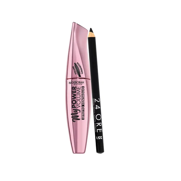 Deborah Set: 24H Extra Gel Pencil Eyeliner Noir 1.5 g et My Power Mascara Waterproof Noir 14 ml Deborah Set: 24H Extra Gel Pencil Eyeliner Noir 1.5 g et My Power Mascara Waterproof Noir 14 ml
