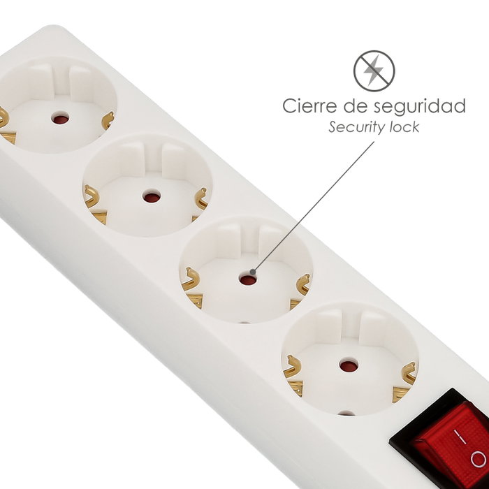 WOLFPACK LINEA PROFESIONAL Multiprise 4 prises avec terre et interrupteur, blanche WOLFPACK LINEA PROFESIONAL Multiprise 4 prises avec terre et interrupteur, blanche