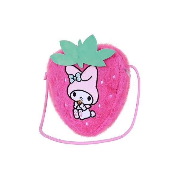 Karactermania - Sac bandoulière My Melody peluche fraise douce avec compartiment zippé et intérieur doublé - 22 x 22 x 8 cm - Polyester - Rose Karactermania - Sac bandoulière My Melody peluche fraise douce avec compartiment zippé et intérieur doublé - 22 x 22 x 8 cm - Polyester - Rose