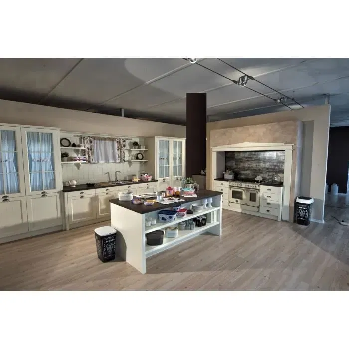 Kis Poubelle de cuisine à pédale 42,5 L Noir motif café - Joint anti-odeur, poignée en caoutchouc, cerclage intérieur