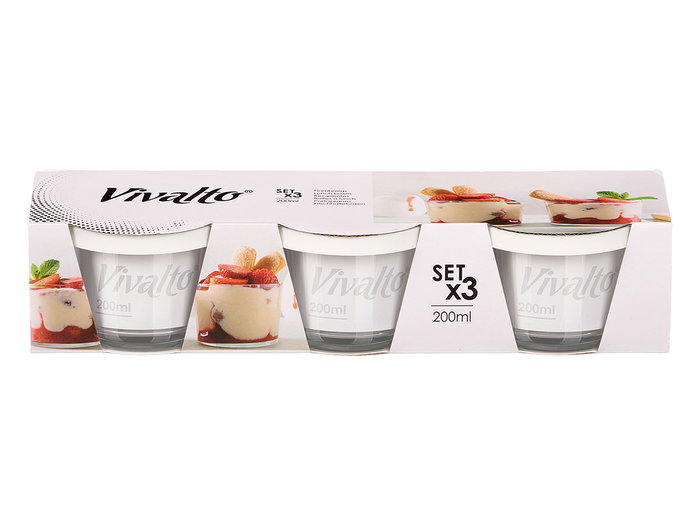 Vivalto Lot de 3 boîtes rondes en verre blanc 200 ml 31.5 x 6.8 x 9 cm (Set de 12) Vivalto Lot de 3 boîtes rondes en verre blanc 200 ml 31.5 x 6.8 x 9 cm (Set de 12)