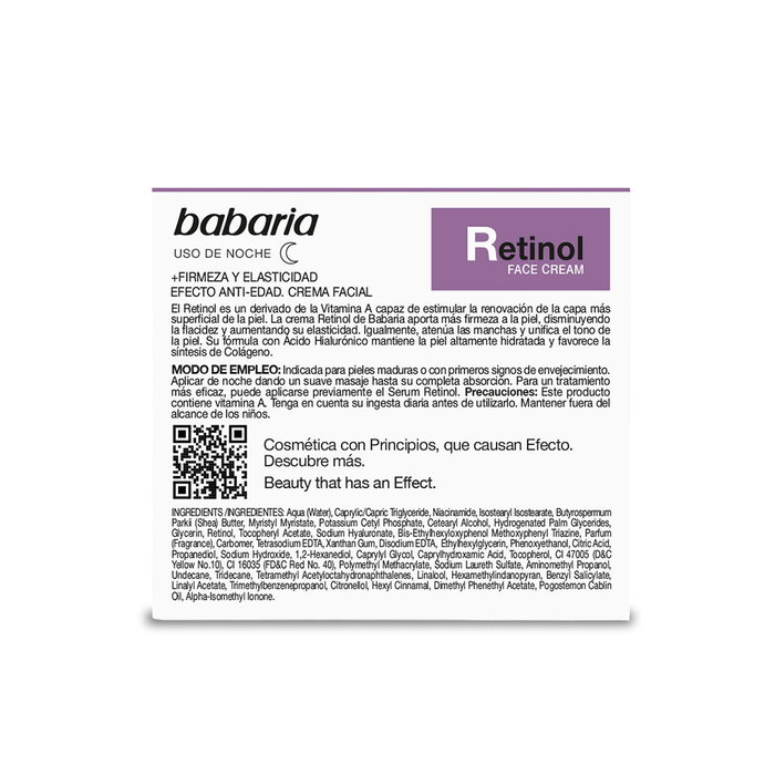 Babaria Crème visage au rétinol 50 ml Babaria Crème visage au rétinol 50 ml