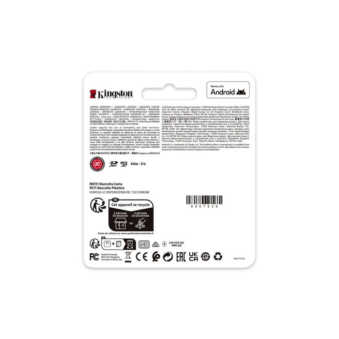 Carte Mémoire Micro SD avec Adaptateur Kingston SDCG4/512GB 512 GB
