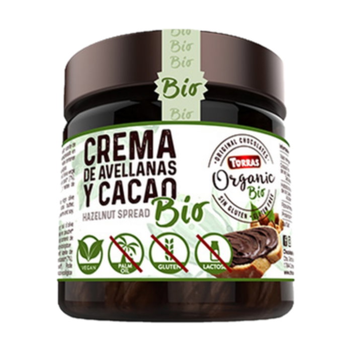 TORRAS Crème de cacao et noisettes bio avec huile d'olive 200g