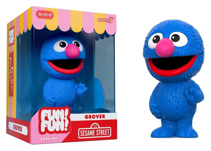 Super7 Grover - 1, Rue Sésame Figurine Soft Vinyl Fun! Fun! Wave 01