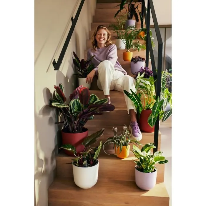 Elho Pot de Fleurs Jazz Rond Blanc, 26 x 24 cm, Intérieur, 100% Matériaux Recyclés, Étanche, Compatible Auto-Arrosage