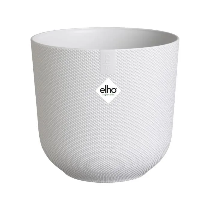 Elho Pot de Fleurs Jazz Rond Blanc, 26 x 24 cm, Intérieur, 100% Matériaux Recyclés, Étanche, Compatible Auto-Arrosage