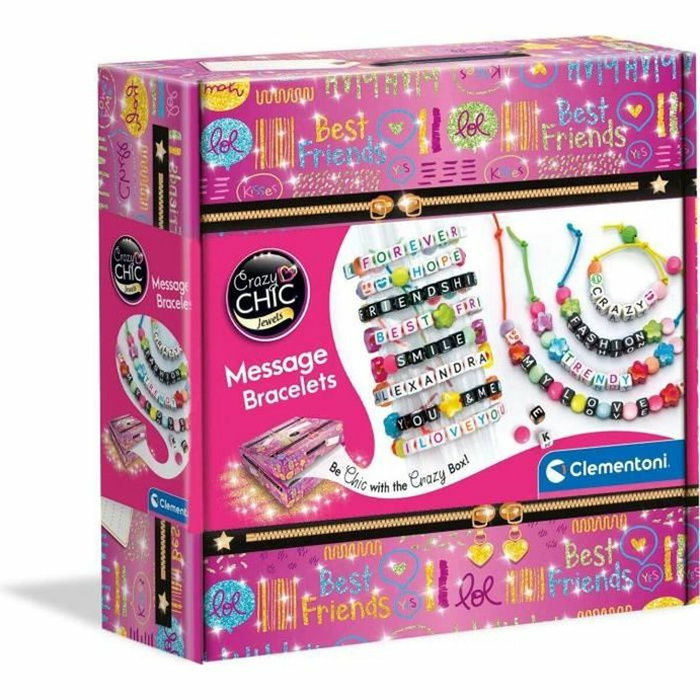 Clementoni Crazy Chic - Set de création de bracelets à messages noirs Clementoni Crazy Chic - Set de création de bracelets à messages noirs