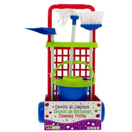 Vicam Chariot de nettoyage avec balai, serpillière, seau et ramasse-poussière 57x30x20 cm - Modèles assortis