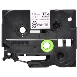 Brother TZeSE4 Carte Laminée de Sécurité 18 mm - Compatible P-touch, Texte Noir sur Blanc, 8 m
