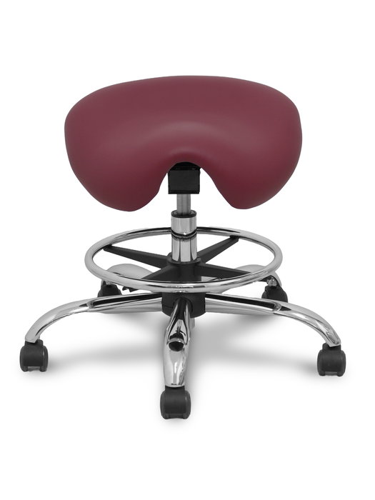 Tabouret Zarza Mécanisme d'inclinaison Cuir écologique Non applicable Maille Bordeaux Structure chromée Sans accoudoirs Sans appui-tête Roulettes pour moquette