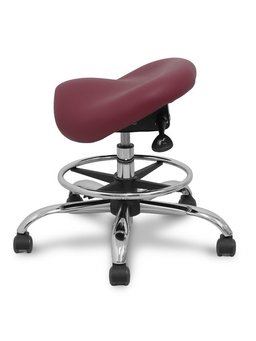Tabouret Zarza Mécanisme d'inclinaison Cuir écologique Non applicable Maille Bordeaux Structure chromée Sans accoudoirs Sans appui-tête Roulettes pour moquette