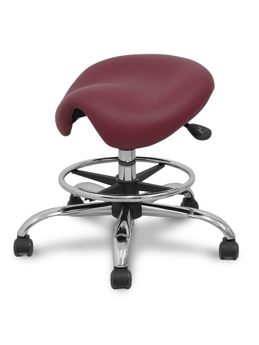 Tabouret Zarza Mécanisme d'inclinaison Cuir écologique Non applicable Maille Bordeaux Structure chromée Sans accoudoirs Sans appui-tête Roulettes pour moquette