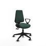 Chaise Elche Asynchrone Tissu Vert foncé Base pyramidale noire Accoudoirs fixes Sans appui-tête Roulettes 65mm pour moquette
