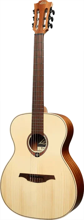 LAG Guitare Acoustique Nylon Auditorium Natural Table Abeto Massif Dos Caoba