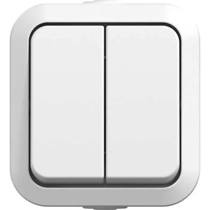 Quarx Aqua Pro Interrupteur double va-et-vient étanche IP55 Blanc 250V 10A avec connexion rapide - Certifié NF