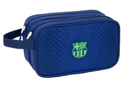 Safta FC Barcelone - Nécessaire de voyage avec 2 fermetures éclair, 26x15x12.5 cm, bleu marine - Adaptable au chariot