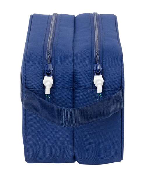 Safta FC Barcelone - Nécessaire de voyage avec 2 fermetures éclair, 26x15x12.5 cm, bleu marine - Adaptable au chariot