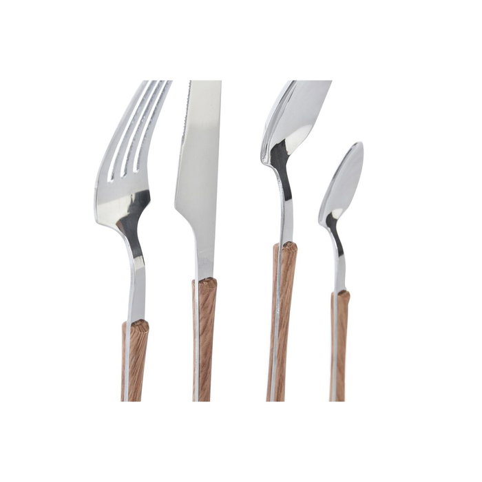DKD Home Decor Couverts Naturel Argenté en Acier Inoxydable (16 pièces)