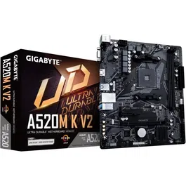 Gigabyte Carte mère A520M K V2, Socket AM4, Support AMD Ryzen série 5000/3000, DDR4 64 Go 5100 MHz, PCIe Gen3 M.2, LAN GbE, USB 3.2 Gen 1