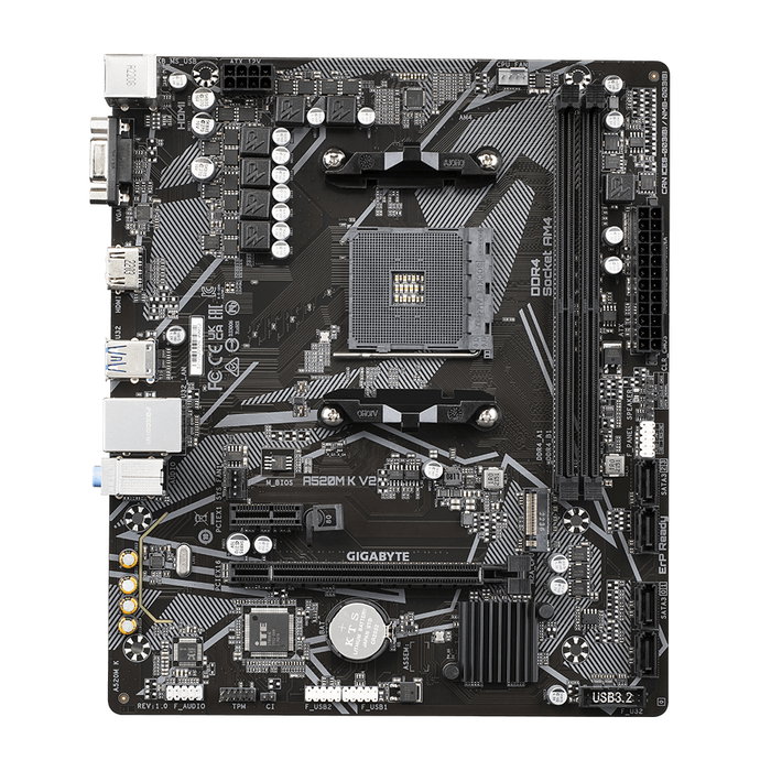 Gigabyte A520 M K V2 Plaque Base Micro ATX Socket AMD AM4 Chipset AMD A520 DDR4 Gigabyte A520 M K V2 Plaque Base Micro ATX Socket AMD AM4 Chipset AMD A520 DDR4