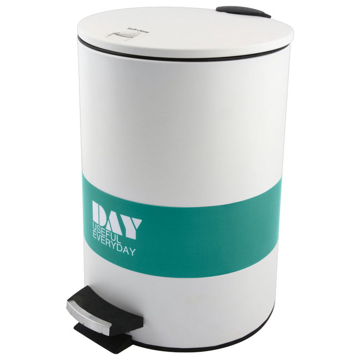 Day Seau de salle de bain blanc 3 L avec pédale et finition mate