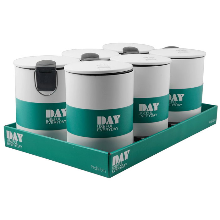 Day Seau de salle de bain blanc 3 L avec pédale et finition mate
