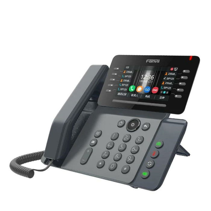 Fanvil V65 Téléphone IP Professionnel Noir 20 Lignes, Écran LCD 4,3", Répertoire 2000 Entrées, avec Port Gigabit Ethernet, Wi-Fi, Bluetooth 4.2 et Appel Vidéo