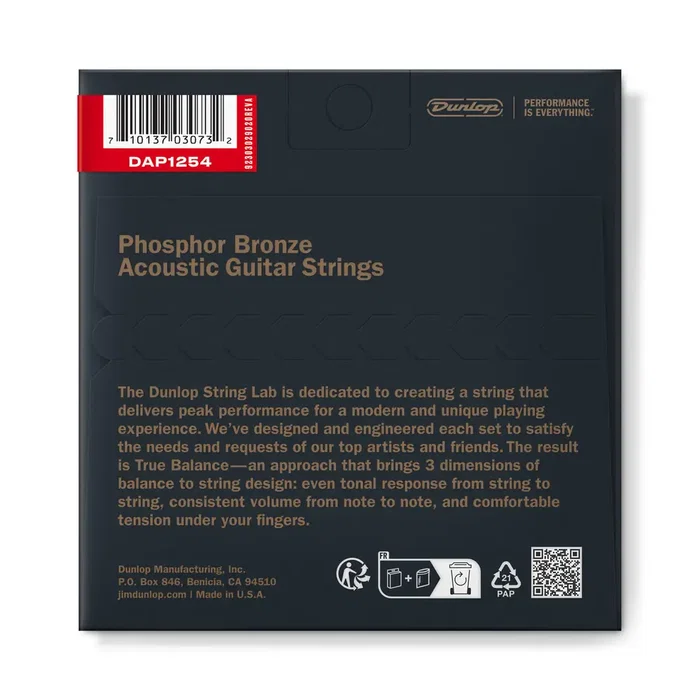 Dunlop Juego Acústica Phosphor Bronze Light 12-54 – Cordes pour guitare acoustique Dunlop Juego Acústica Phosphor Bronze Light 12-54 – Cordes pour guitare acoustique