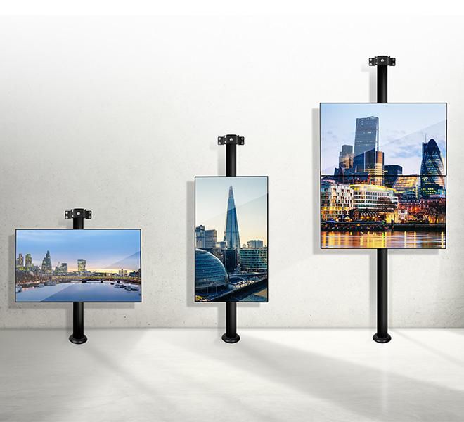 B-Tech BT7831 Support mural pour poteaux Ø50mm, capacité 150 kg, noir - Installation écrans plats et équipement AV