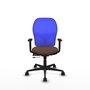 Chaise Jorquera Synchrone/Traslack tissu Marron foncé Maille Bleu Base en nylon noir Accoudoir 1D Sans appui-tête Roulettes 65mm nylon