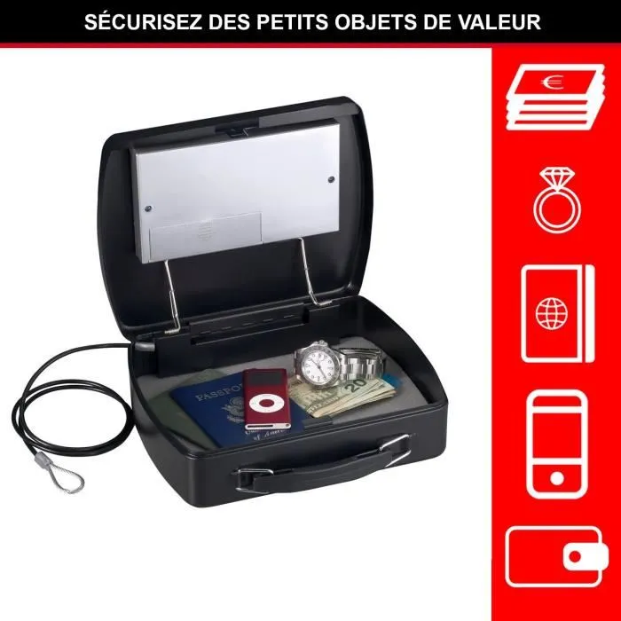 Master Lock P008EML - Coffre-fort de voyage avec serrure à combinaison électronique, petit modèle pour bijoux, papiers, argent, tablette