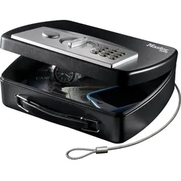 Master Lock P008EML - Coffre-fort de voyage avec serrure à combinaison électronique, petit modèle pour bijoux, papiers, argent, tablette