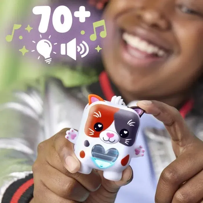 Hasbro Nano-mals Purrnelope - Chat interactif tricolore - Plus de 70 réactions - Compagnon électronique pour enfants à partir de 5 ans
