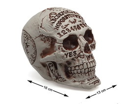 Calavera décorative avec gravures et effet vieilli - 13x16x18 cm - Idéal pour décoration gothique, Occulte et Halloween