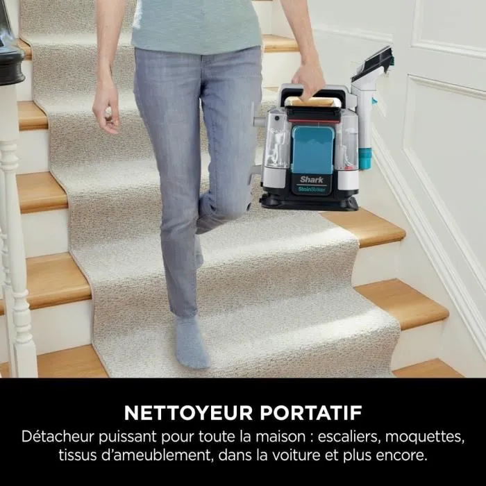 Shark Détacheur Portatif StainStriker PX200EUT - Nettoie et Aspire - Rayon d'action 5,7 m - Élimine Taches et Odeurs sur Tapis et Tissus