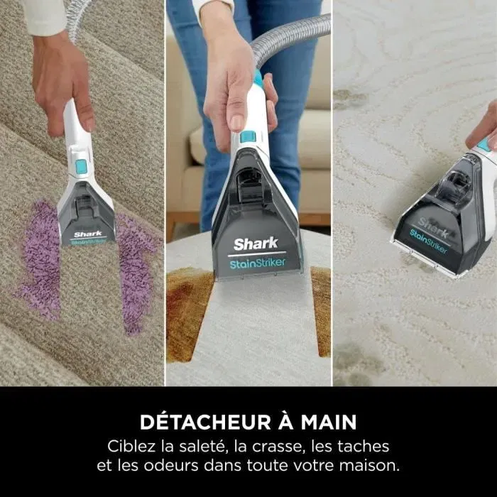 Shark Détacheur Portatif StainStriker PX200EUT - Nettoie et Aspire - Rayon d'action 5,7 m - Élimine Taches et Odeurs sur Tapis et Tissus