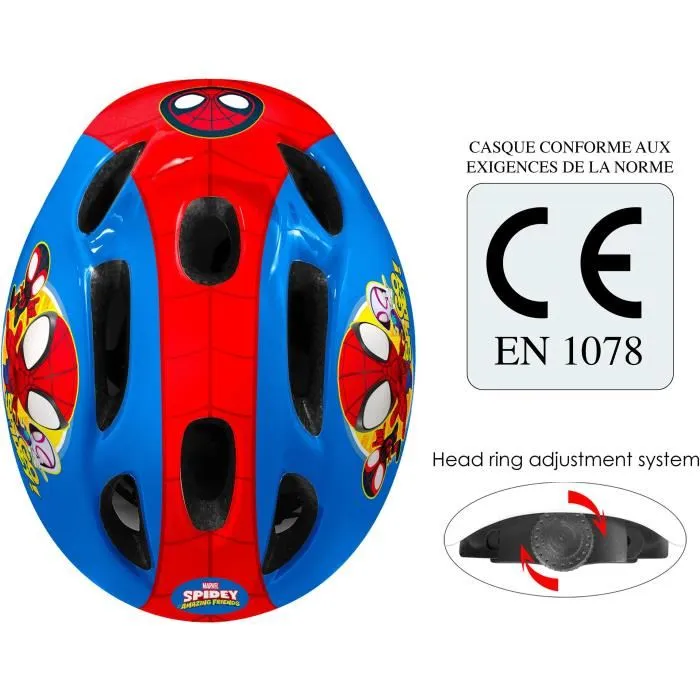 Stamp Casque de Vélo STAMP Spidey pour Enfant, Tour de Tête Réglable, Confortable, Ventilé, pour Vélo, Roller, Trottinette, Skate Stamp Casque de Vélo STAMP Spidey pour Enfant, Tour de Tête Réglable, Confortable, Ventilé, pour Vélo, Roller, Trottinette, Skate
