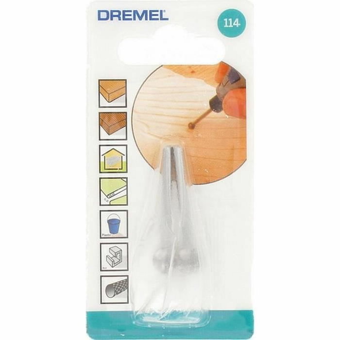 Dremel Lot de 2 Fraises Haute Vitesse 114 en Acier, Bout Rond, Ø 7,8mm