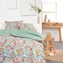 Today Parure de lit Sunshine pour 2 personnes, housse de couette 260x240 cm et 2 taies, coton imprimé fleuri, vert - LOT11.47