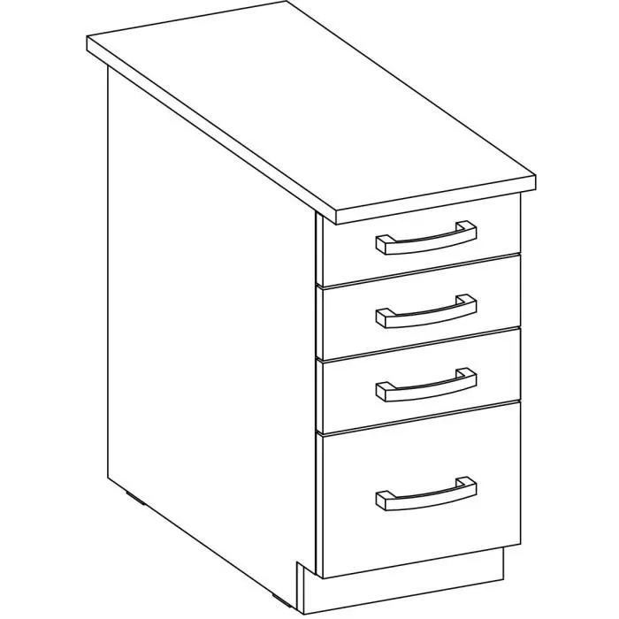 LASSEN - Meuble bas de cuisine 4 tiroirs avec plan de travail - Gris mat - Dimensions 40 x 51.6 x 85 cm