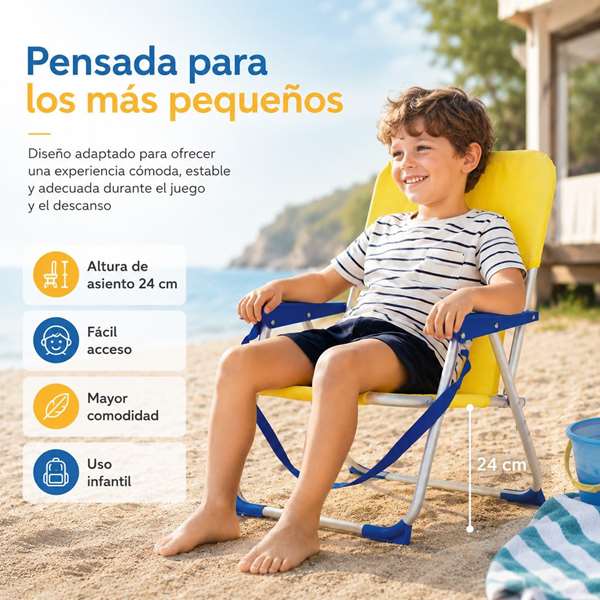 JugaToys Chaise de plage en aluminium jaune néon avec poignée de transport
